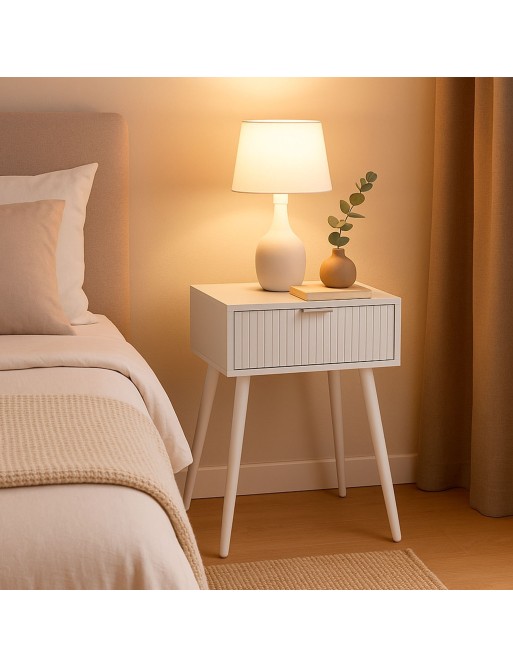 WHITE NOLAN MODEL BEDSIDE TABLE