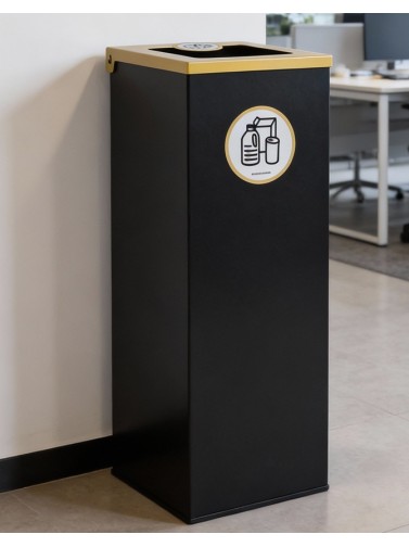 copy of Black metallic recycling bin 44L with bag holder ring and flip-top lid in 5 colors