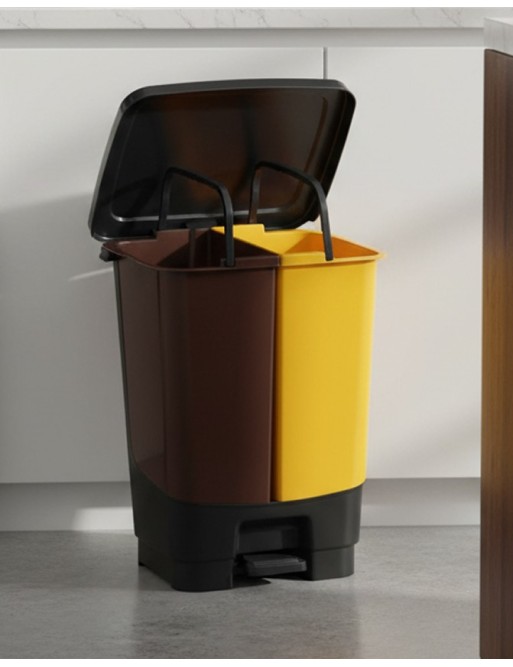 Poubelle à Pédale 20L – 2 Seaux Amovibles de 10L