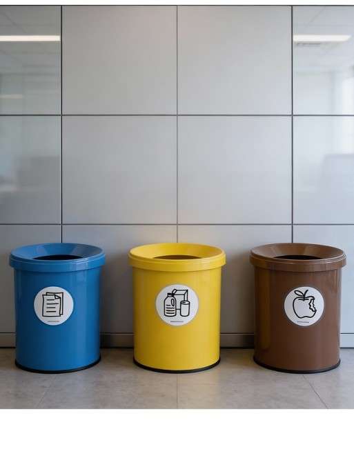 Wastepaper basket with protective ring on base. 15 Liters. 5 Colors