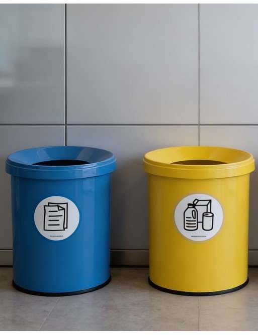 Corbeille à papier 15 Litres. 5 couleurs