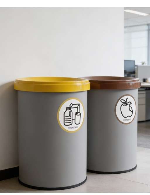 Wastepaper basket with protective ring and lid. 15 Liters. 5 colors