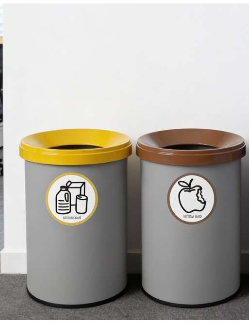 Recyclingbehälter aus grauem Metall mit Deckel. Fassungsvermögen 15 Liter. 5 Farben