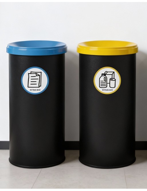 Black metal recycling bin with lid. Capacity 25 liters (5 colors) Black metal recycling bin with lid. Capacity 25 liters (5 colors)