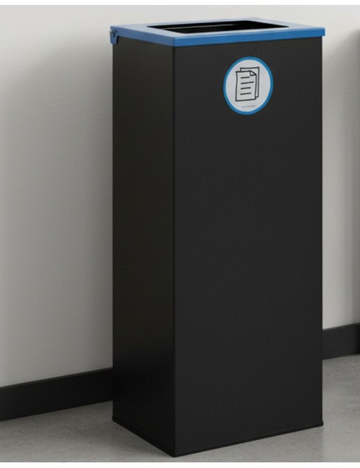 Poubelle de recyclage métallique 91 litres avec anneau porte-sac et couvercle en 5 couleurs