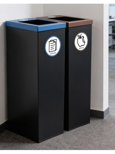 Papelera de reciclaje metálica negra 70 Litros y tapa en 5 colores