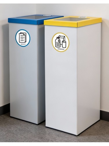 Weißer Metallic-Recyclingbehälter 70 Liter und Deckel in 5 Farben