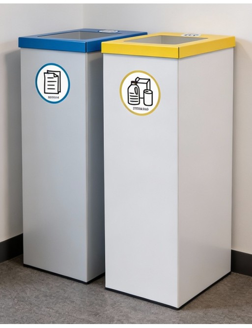 White metal recycling bin 70 Liters and lid in 5 colors White metal recycling bin 70 Liters and lid in 5 colors