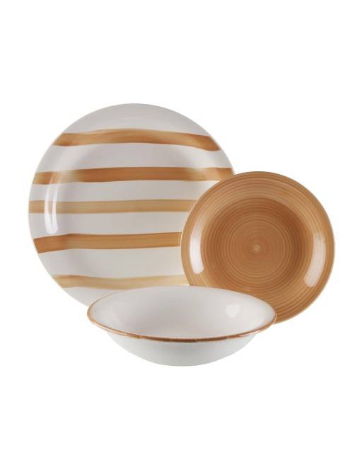 TABLEWARE SET WITH 18 PIECES MODEL SELMA OCHRE TABLEWARE SET WITH 18 PIECES MODEL SELMA OCHRE