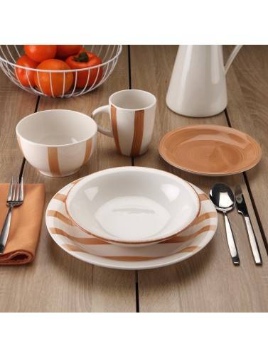 TABLEWARE SET WITH 18 PIECES MODEL SELMA OCHRE
