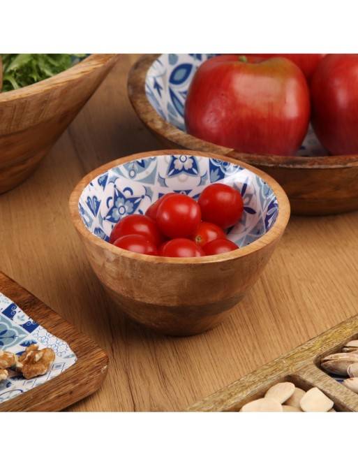 TALAZIA MODEL WOODEN BOWL WITH GLAZED FINISH 13 CM