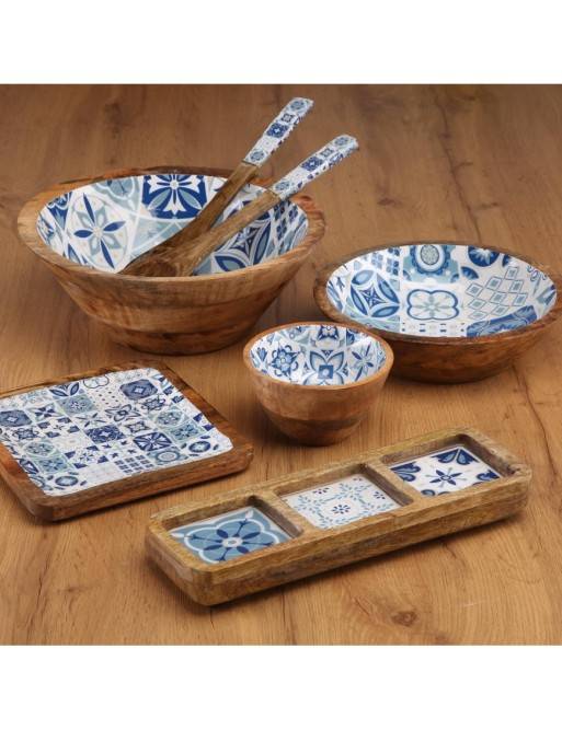 TALAZIA MODEL WOODEN BOWL WITH GLAZED FINISH 13 CM