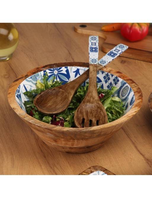 SALADIER EN BOIS MODÈLE TALAZIA AVEC FINITION GLACÉE 30 CM