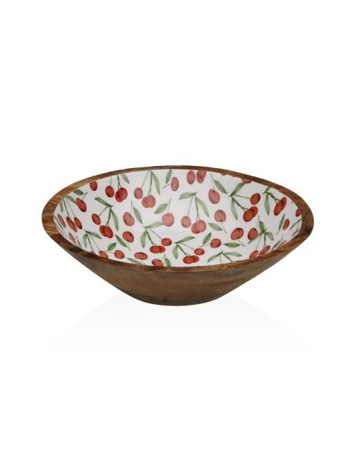 LARGE WOODEN BOWL WITH GLAZED FINISH MODEL CHERRIES 24 CM