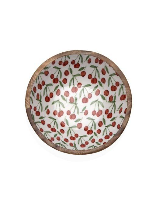 BOL GRANDE DE MADERA CON ACABADO ESMALTADO MODELO CEREZAS 24 CM BOL GRANDE DE MADERA CON ACABADO ESMALTADO MODELO CEREZAS 24 CM