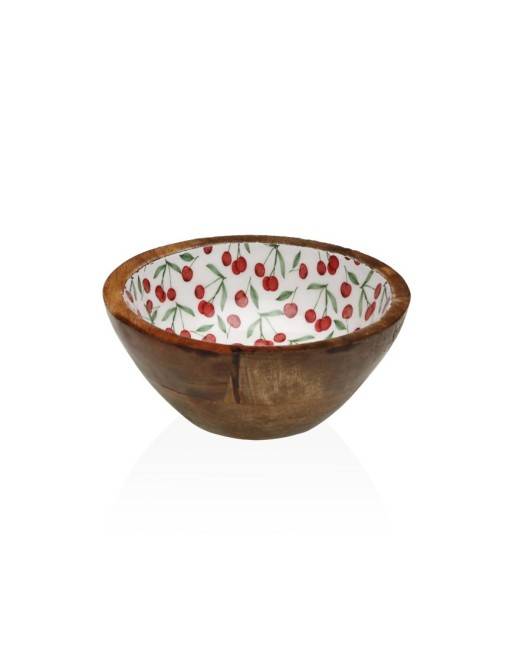 BOL DE MADERA CON ACABADO ESMALTADO MODELO CEREZAS 13 CM