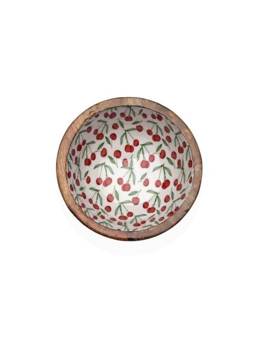 BOL EN BOIS AVEC FINITION ÉMAILLÉE DE CERISES MODÈLE 13 CM BOL EN BOIS AVEC FINITION ÉMAILLÉE DE CERISES MODÈLE 13 CM