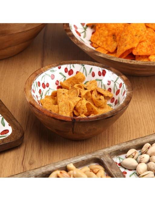 WOODEN BOWL WITH GLAZED FINISH MODEL CHERRIES 13 CM