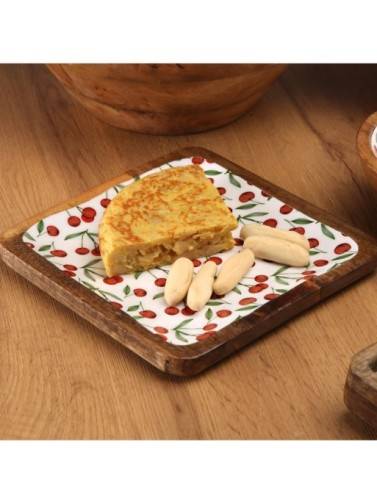 QUADRATISCHER HOLZBRUNNEN MIT GLASIERTEM KIRSCHMODELL