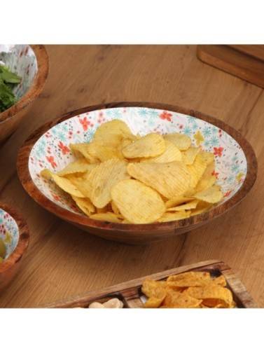 WOODEN BOWL WITH GLAZED FINISH MODEL CAMILA 24 CM