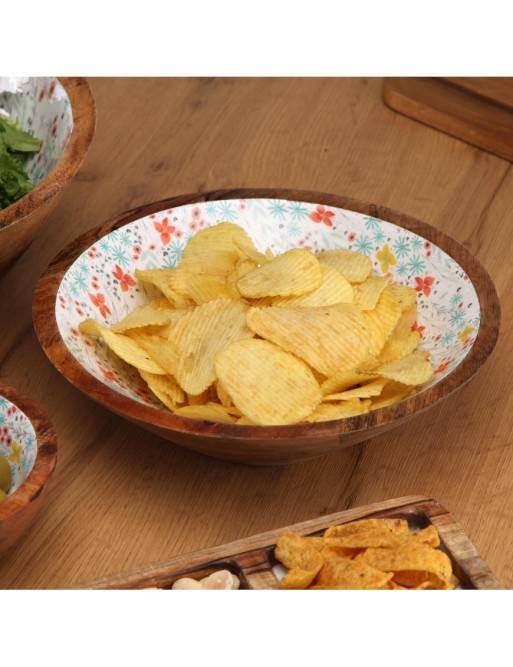 WOODEN BOWL WITH GLAZED FINISH MODEL CAMILA 24 CM