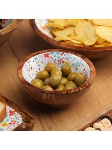 WOODEN BOWL WITH GLAZED FINISH MODEL CAMILA 13 CM