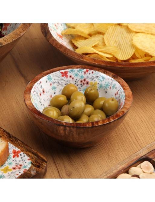 WOODEN BOWL WITH GLAZED FINISH MODEL CAMILA 13 CM