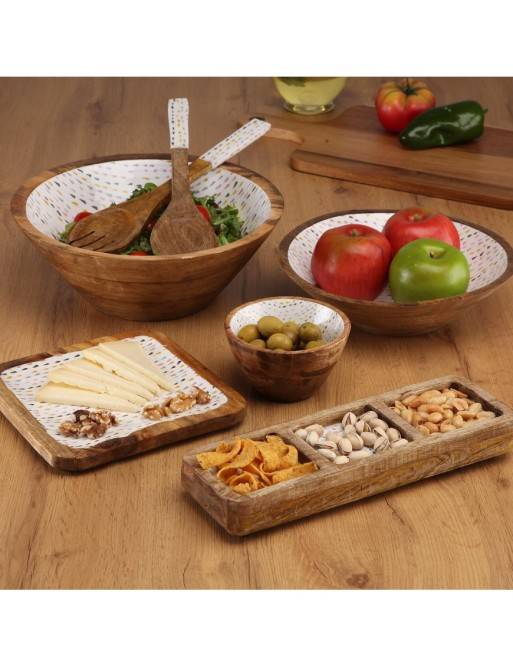 CONA WOOD SALAD BOWL GLAZED FINISH MODEL VITRA 30CM