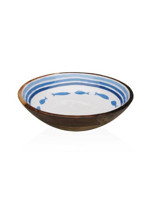 LARGE OCEANIC ENAMELLED BOWL