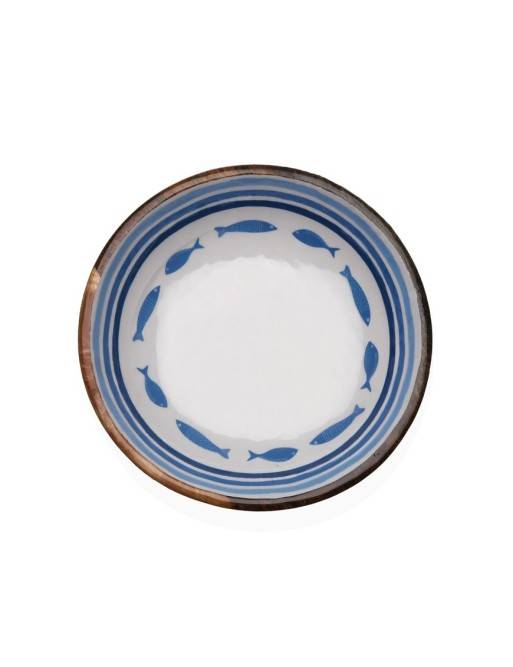 LARGE OCEANIC ENAMELLED BOWL