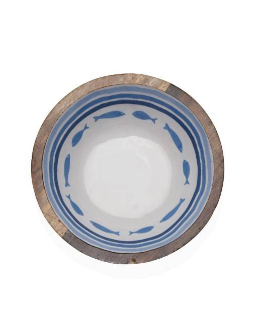 HOLZSALATSCHALE MIT GLASIERTEM FINISH MODELL MAREA 30 CM HOLZSALATSCHALE MIT GLASIERTEM FINISH MODELL MAREA 30 CM