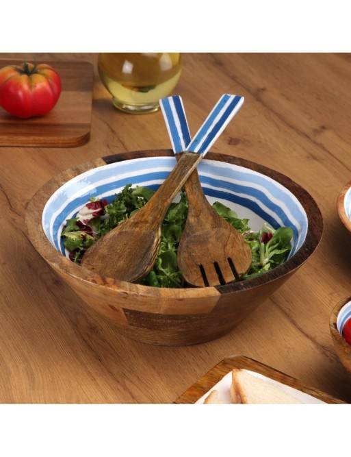 HOLZSALATSCHALE MIT GLASIERTEM FINISH MODELL MAREA 30 CM HOLZSALATSCHALE MIT GLASIERTEM FINISH MODELL MAREA 30 CM