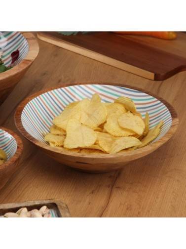 GRAND BOL EN BOIS AVEC FINITION ÉMAILLÉE MODÈLE HORIZON 24 CM