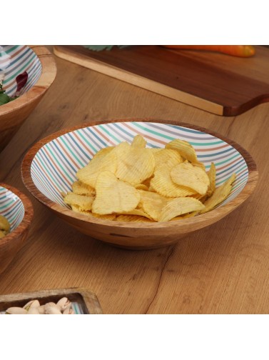 LARGE WOODEN BOWL WITH GLAZED FINISH MODEL HORIZON 24 CM