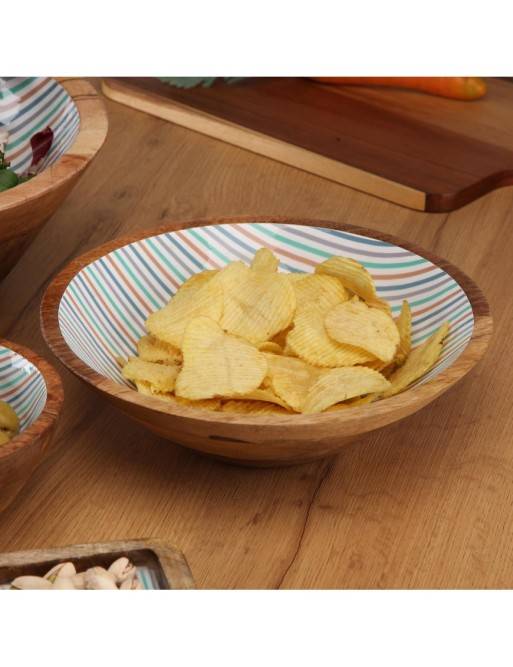 LARGE WOODEN BOWL WITH GLAZED FINISH MODEL HORIZON 24 CM LARGE WOODEN BOWL WITH GLAZED FINISH MODEL HORIZON 24 CM