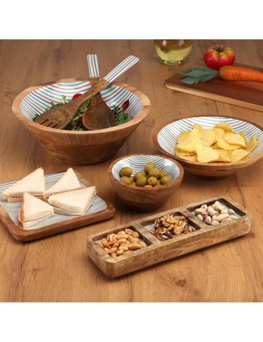 WOODEN BOWL WITH GLAZED FINISH MODEL HORIZON 30 CM