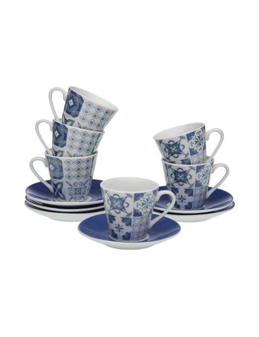 SET DE 6 TAZAS DE CAFE CON PLATO MODELO TALAZIA