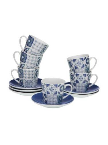 SET VON 6 TEETASSEN MIT TELLER MODELL TALAZIA