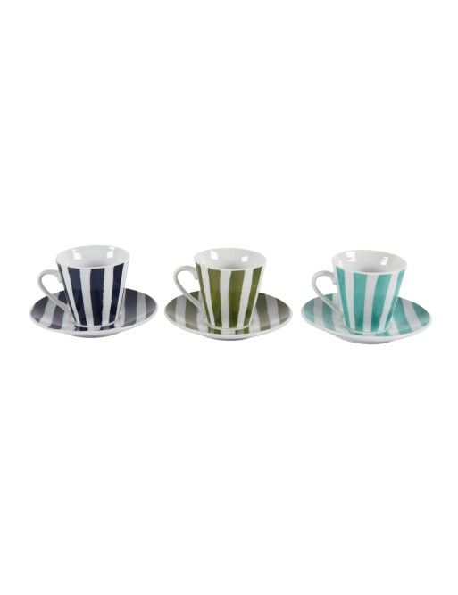 ENSEMBLE DE 6 TASSES DE CAFÉ TROPIC NATURE AVEC MODÈLE SOUCOUPE