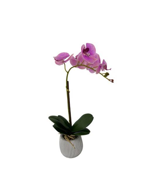 ORQUIDEAS ARTIFICIALES CON MACETA DE CEMENTO SURTIDO DE 3