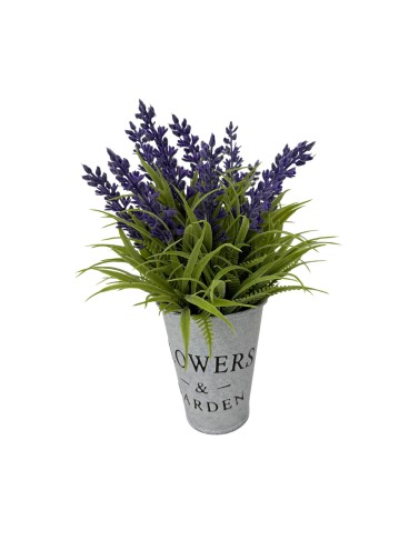 PLANTA DE LAVANDA CON MACETA DE METAL