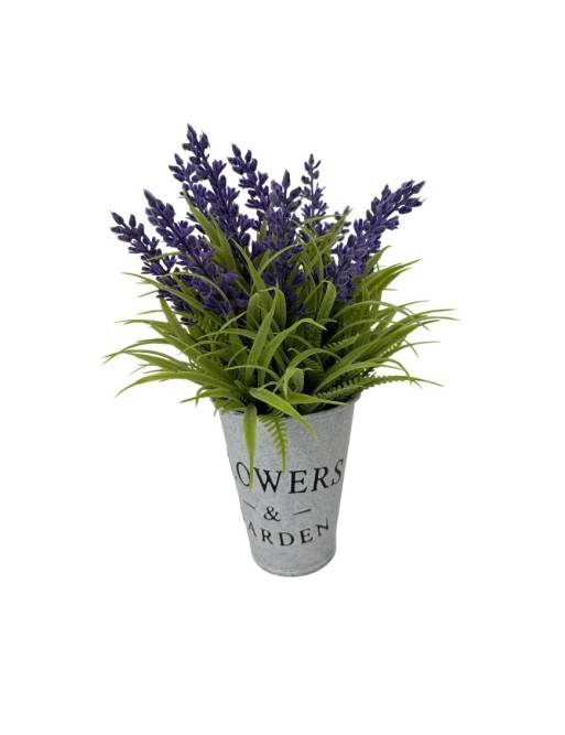 PLANTA DE LAVANDA CON MACETA DE METAL
