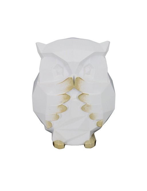 DECORATIVE FIGURE OWL MODEL WHITE AND GOLD 12 CM