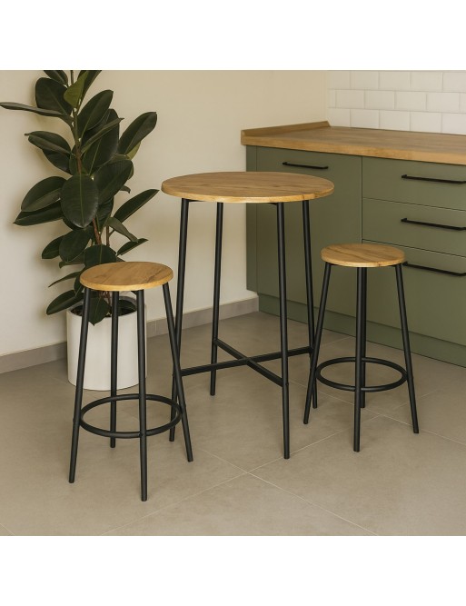 MESA DE COCINA CON 2 SILLAS MODELO THEO