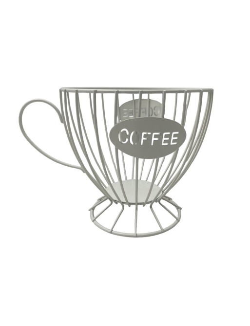CESTA METALICA MODELO TAZA COFEE BLANCA