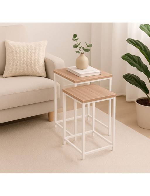 SET DE 2 MESAS DE CENTRO MODELO LUMA BLANCA