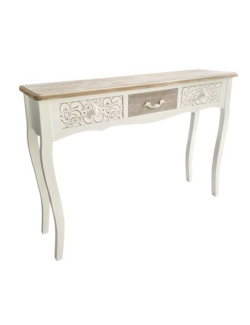 CONSOLA BLANCA DE MADERA CON 3 CAJONES MODELO DEHESA