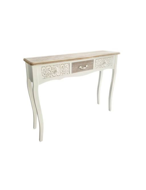 WHITE WOODEN CONSOLE WITH 3 DRAWERS MODEL DEHESA 90x30x78.5 CM