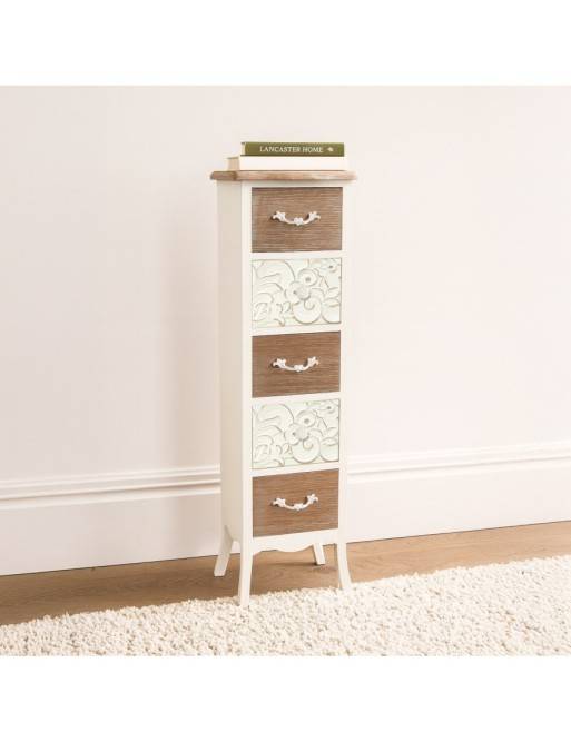 COMMODE EN BOIS BLANC AVEC 5 TIROIRS MODÈLE DEHESA COMMODE EN BOIS BLANC AVEC 5 TIROIRS MODÈLE DEHESA