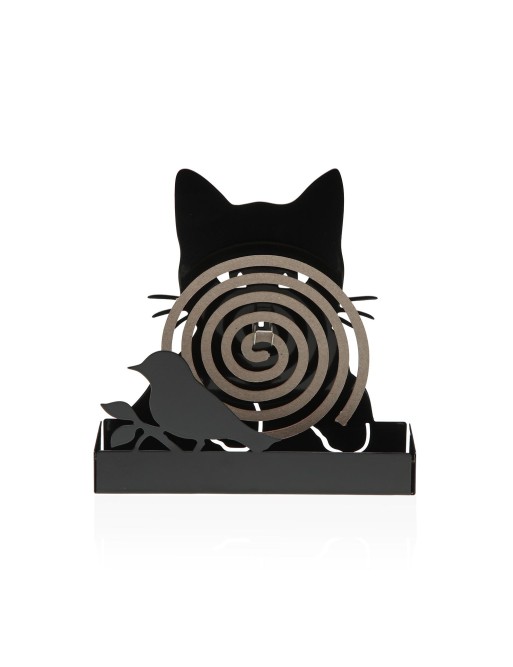 FIGURA PORTA ESPIRAL ANTIMOSQUITOS MODELO GATO KURO NEGRO